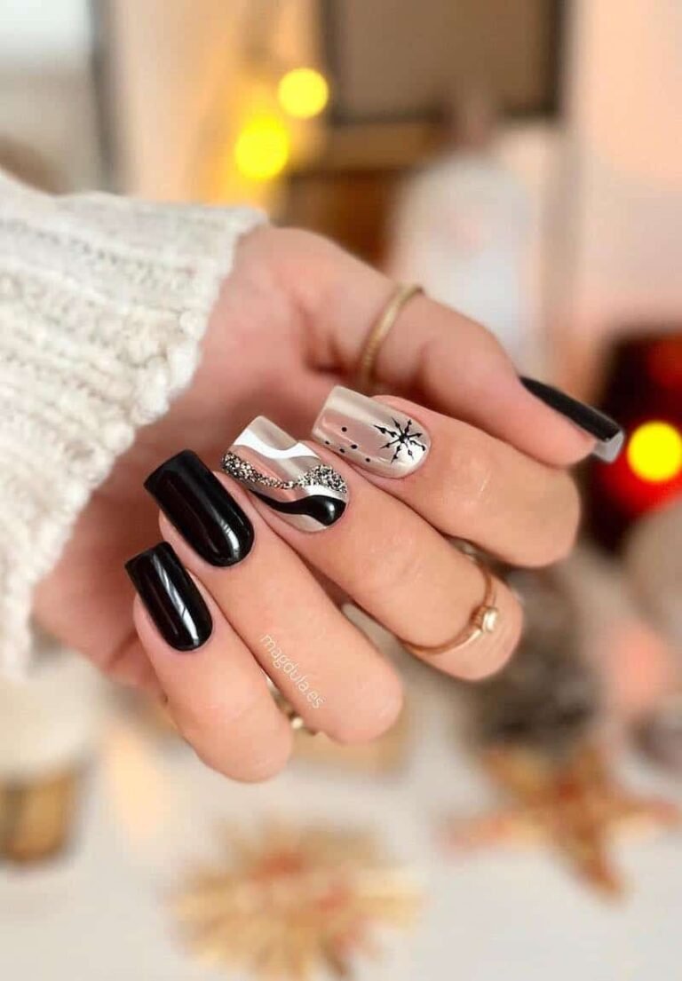 35+ Black Christmas Nails That Are Bold, Glam, and Gorgeous!