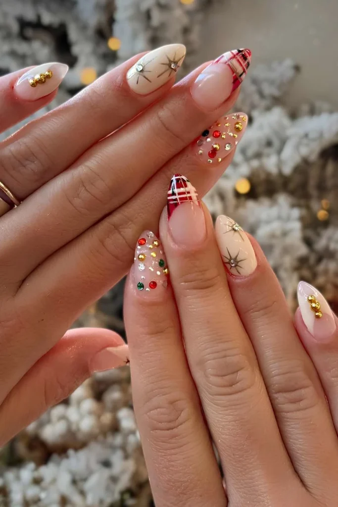 Christmas Mix and Match Almond Nails