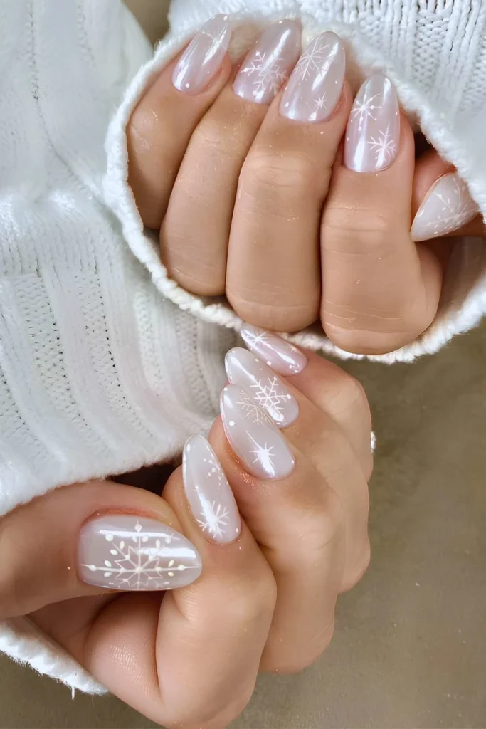 White chrome mani with snowflake art.jpg