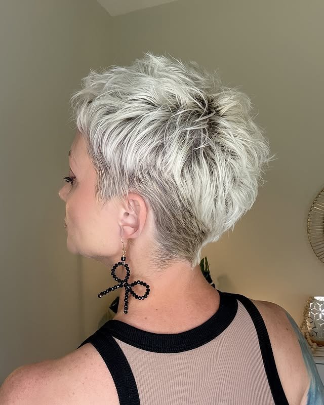 Bleach Blonde Buzz Pixie Cut