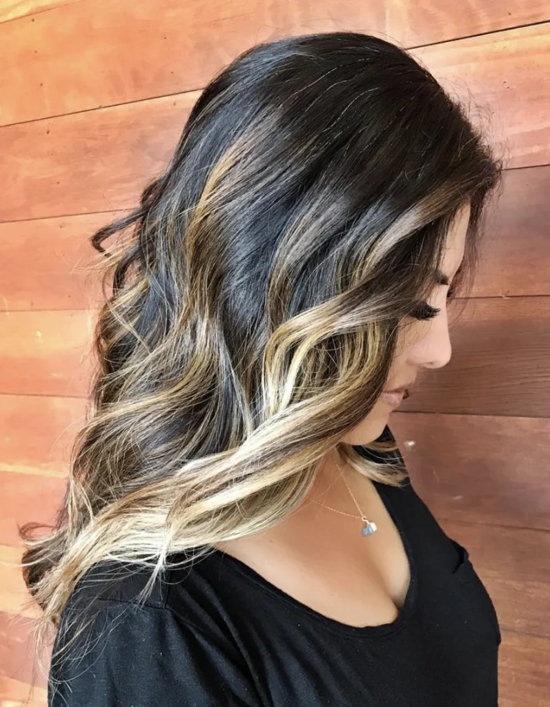 Caramel Toffee Highlights on Dark Brunette Hair