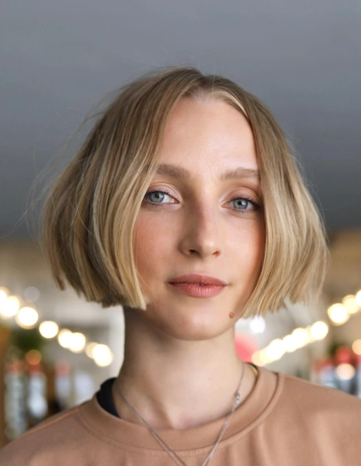 Modern Blunt Bob with Soft Blonde Highlights