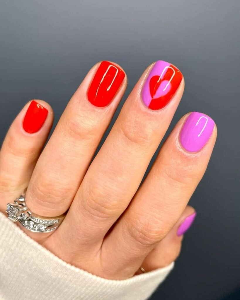 Purple and red with a statement heart