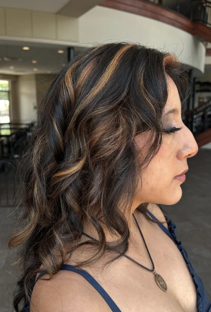 Rich Brown Waves with Bold Caramel Highlights