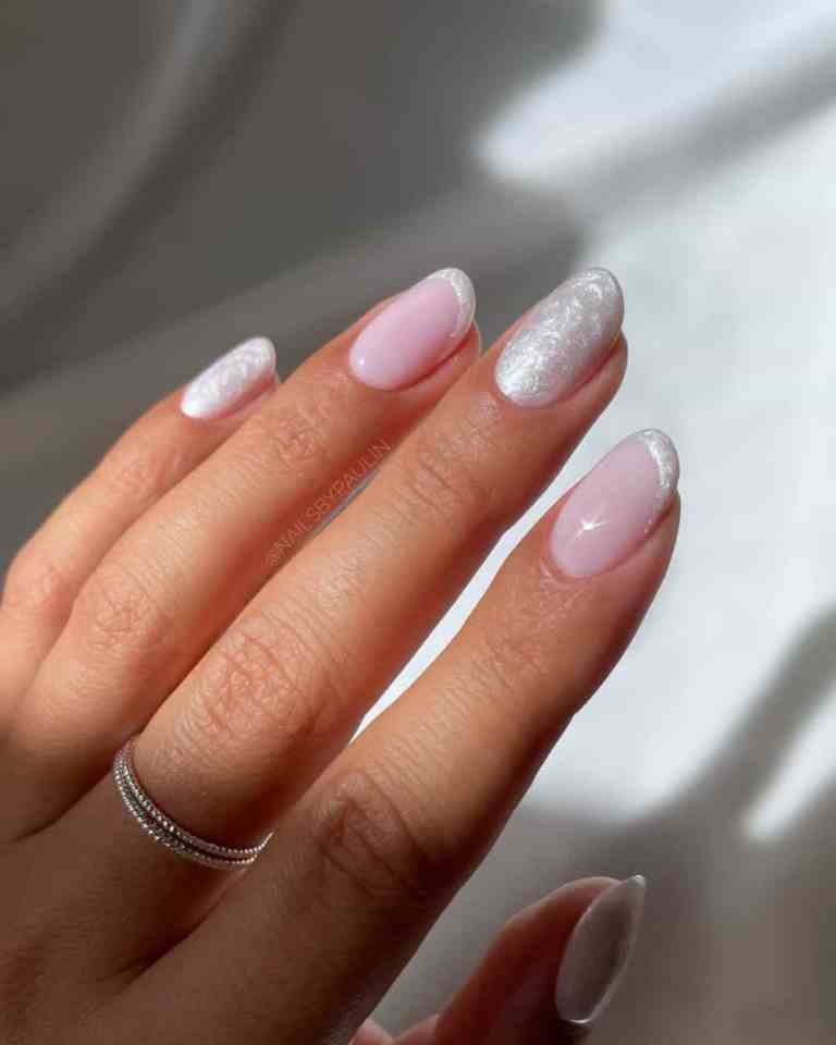 Shimmer White French Nails