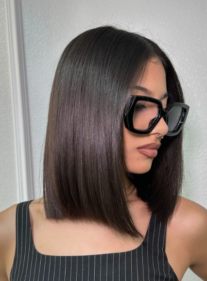 Sleek Chin Length Blunt Bob Haircut