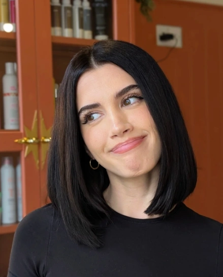 Sleek Dark Bob with a Center Part