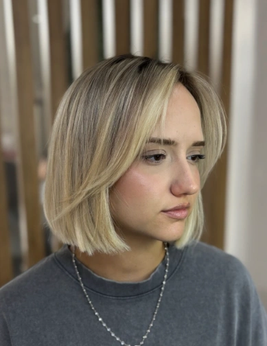 Textured Blonde Bob with Face Framing Layers