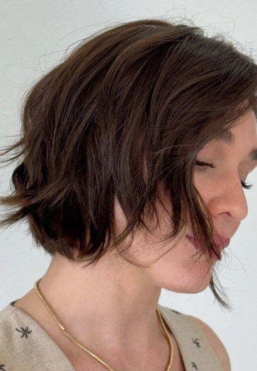 Textured Chocolate Brown Hair Bob