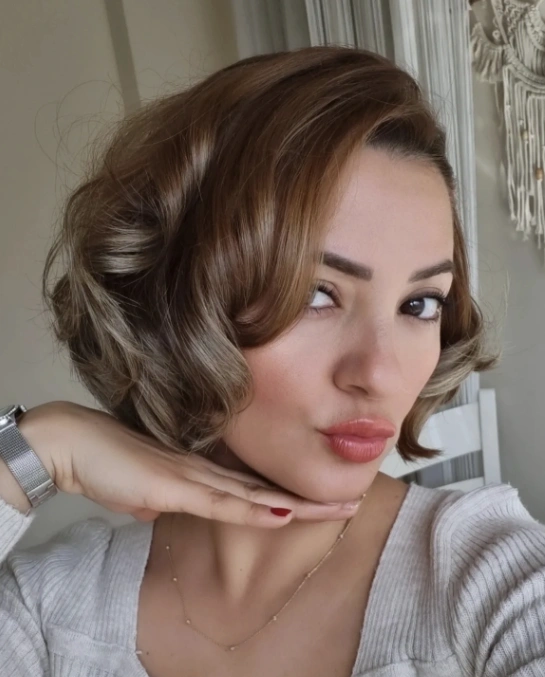 Voluminous and Rounded Bob with Rich Color