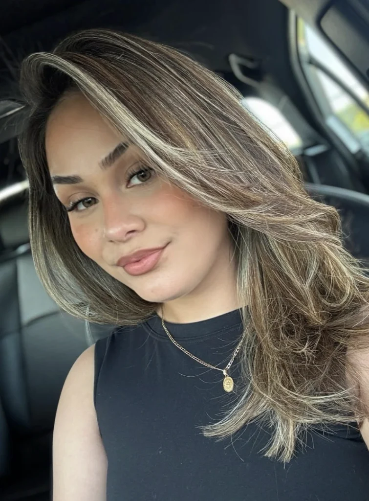 Warm Caramel Balayage Lob