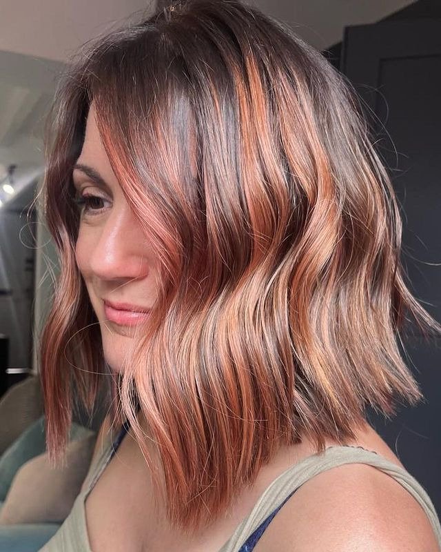 Copper Toned Wavy Bob