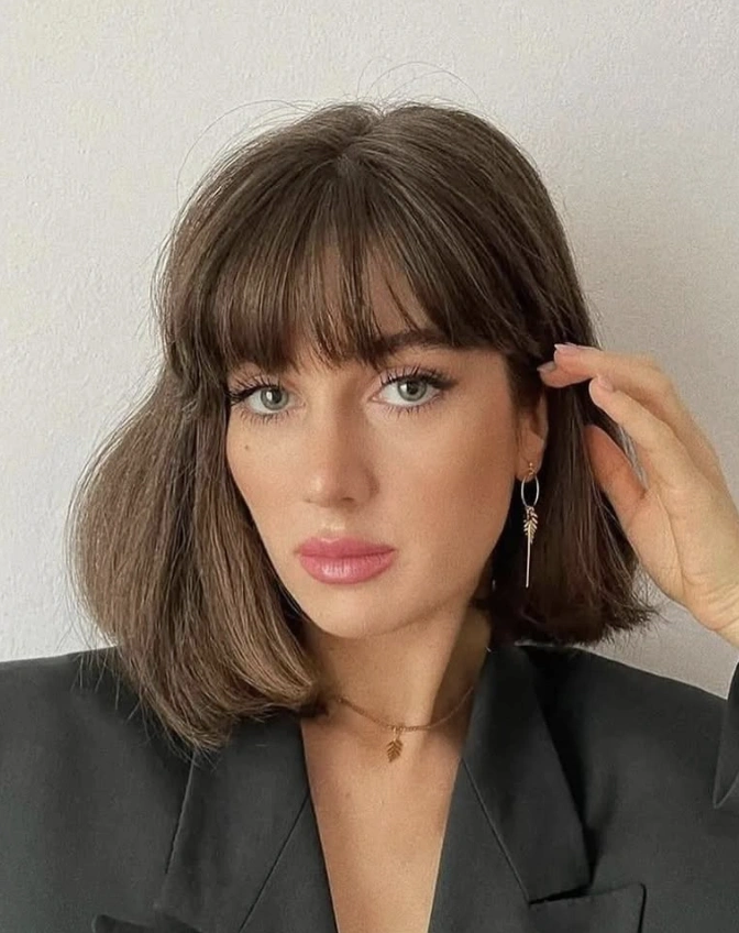 Low Maintenance Bob Haircut with Wispy Bangs