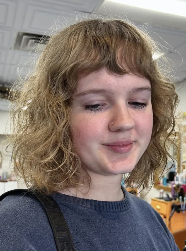 Messy Layered Blonde Bob with Bangs