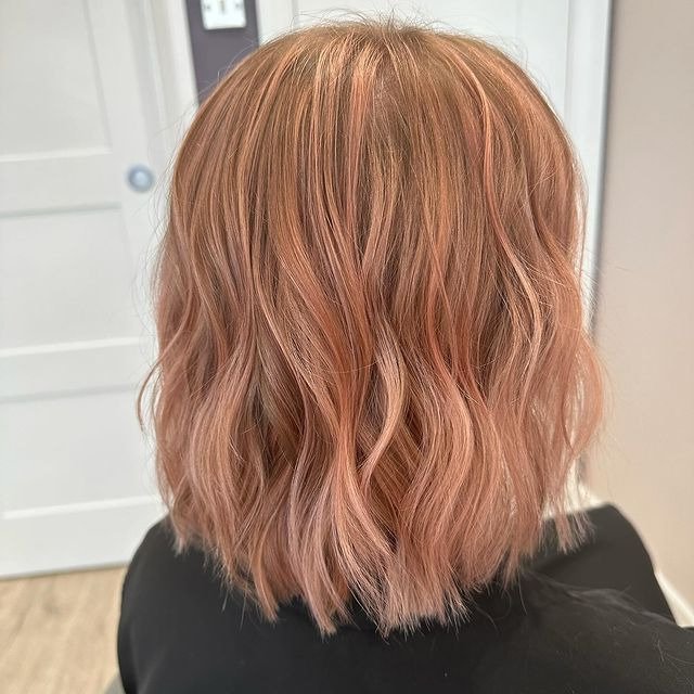Peachy Rose Wavy Bob