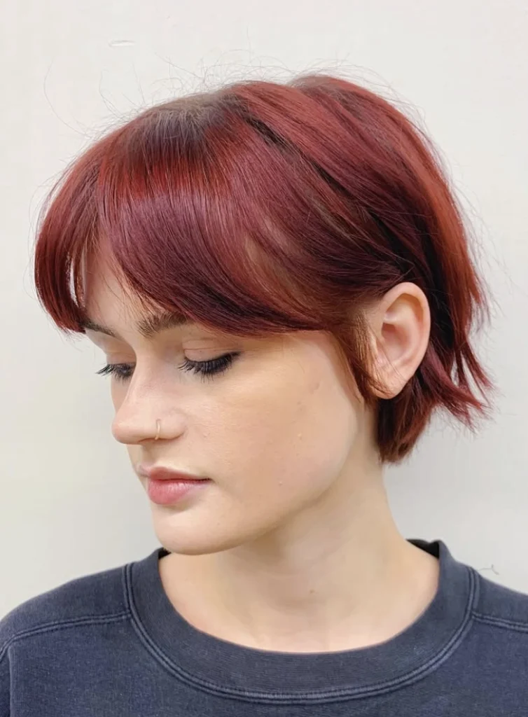 Rich Auburn Medium Bob with Fringe Bangs