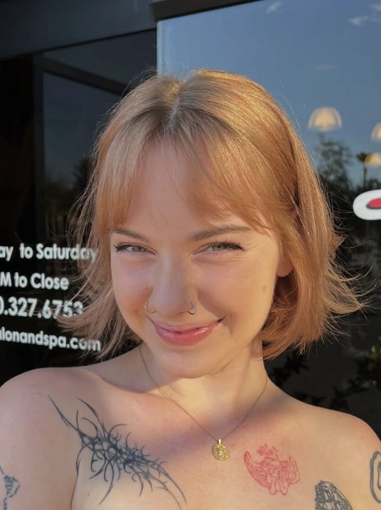 Soft Peach Bob with Wispy Bangs