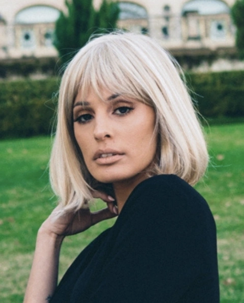 Straight Ash Blonde Bob with Blunt Bangs