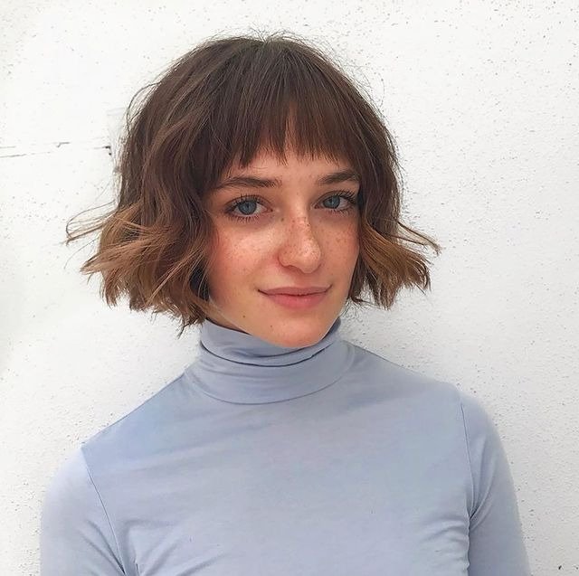 Textured Wavy Bob with Bangs