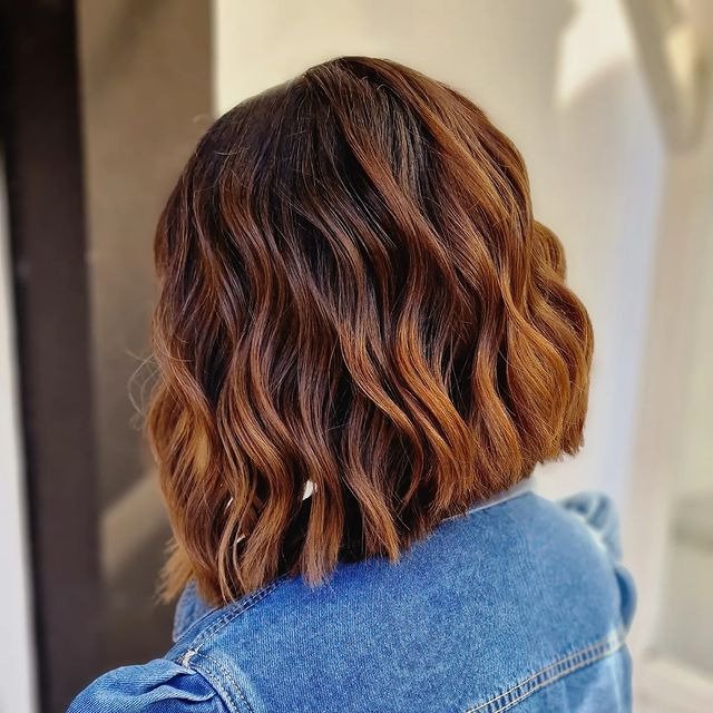 Wavy Bob with Copper Highlights